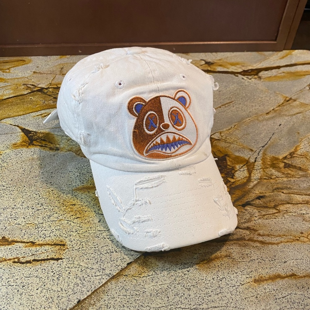 White Hat Distressed Trend Ball Cap Active Wear